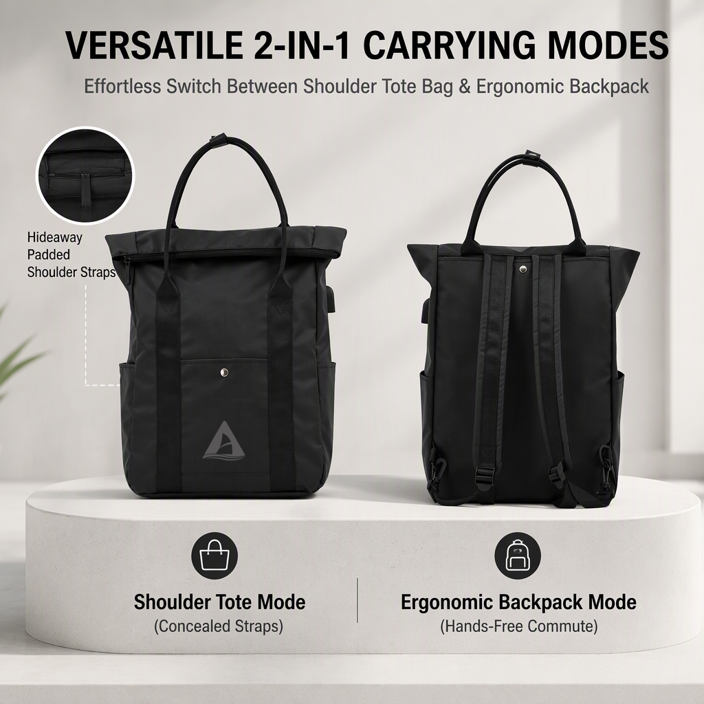 Custom Expandable Large Capacity Business Travel Backpack Water Resistant 15.6 Inch Laptop Tote Bag with External USB Port