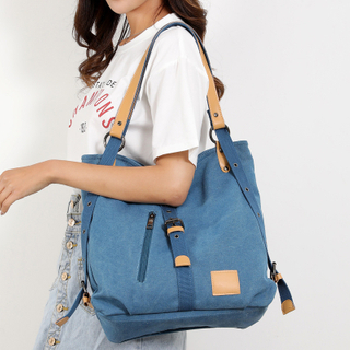 Factory Price Retro Canvas Women's Daily Tote Bag Convertible Backpack Portable Casual Shopping Shoulder Bags 