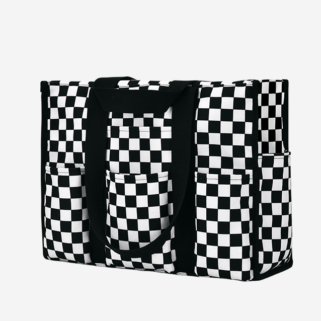 Fashion Waterproof Checkerboard Pattern Women's Tote Bag with Large Capacity Multi-Pocket Portable Weekender Travel Handbag