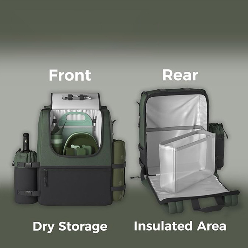 Customized Large Capacity Insulated Picnic Cooler Backpack Multifunctional Leakproof Thermal Bag with Tableware Set