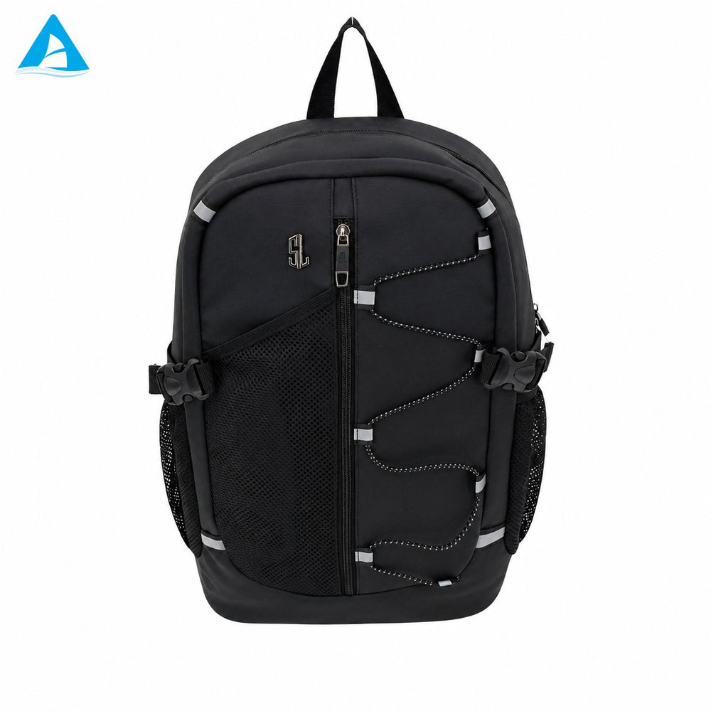 Wholesale Custom Durable PU Outdoor Backpack Reflective Trim Laptop Water Resistant Sports Daypack Bungee Cord Hiking Travel