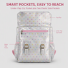 Custom Heart Print PVC School Backpack Lightweight Water-Resistant Fashion Backpack with Side Pockets for Teen Girls and Women