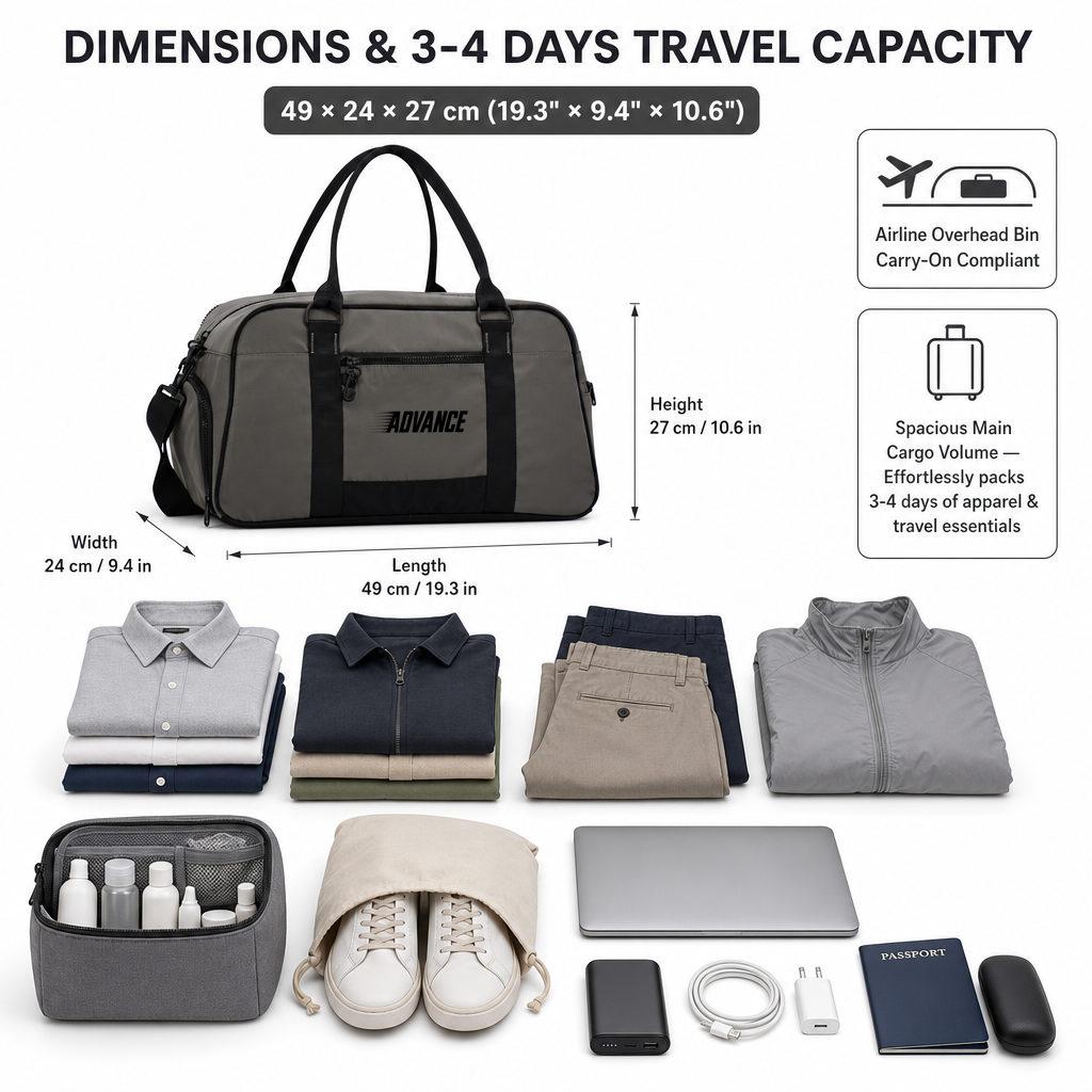 Custom Large Capacity Travel Handbag Airline Approved Carry on Duffle Bag with Adjustable Shoulder Strap for Business Trips