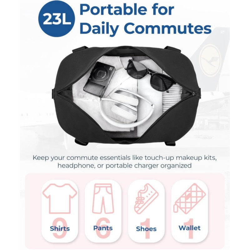 Airline Approved Foldable Travel Duffle Bag Lightweight Underseat Carry-On Personal Item Bag Portable Short Trips Weekender Bag