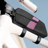 Bicycle Top Tube Bike Frame Bag Waterproof Polyester Zipper Closure Handlebar Storage Pouch Quick Access Phone Pocket Cycling