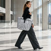 Custom Lightweight Quilted Tote Bag with Adjustable Drawstring Large Capacity Silver Shoulder Handbag for Women Travel Work