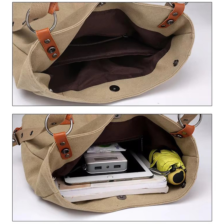 Factory Price Retro Canvas Women's Daily Tote Bag Convertible Backpack Portable Casual Shopping Shoulder Bags 
