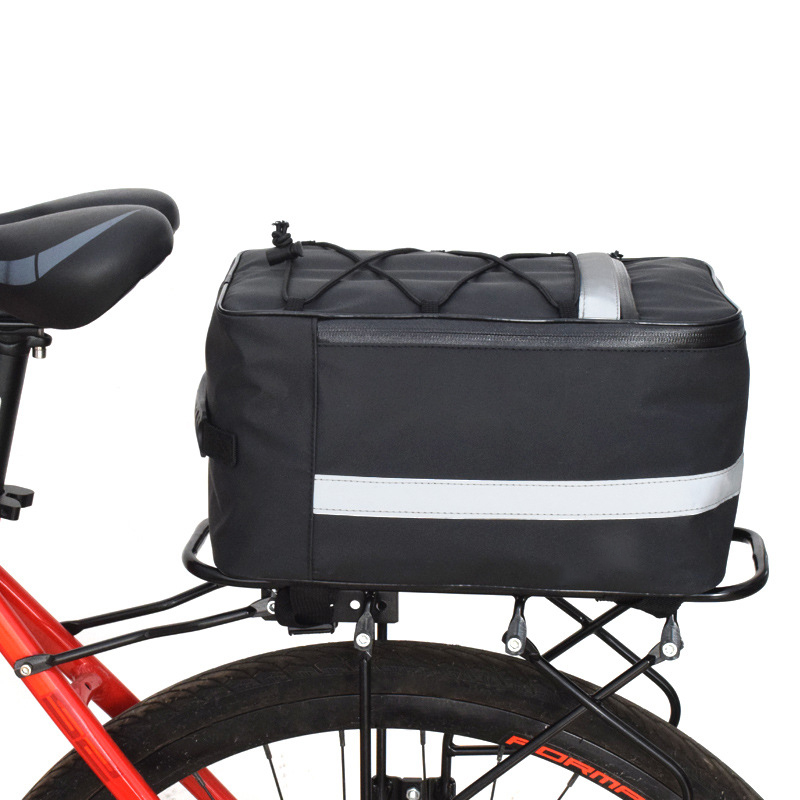 Advance Waterproof Polyester Bicycle Rear Rack Bag Large Capacity Bike Trunk Storage Pannier Reflective Strip Zip Phone Pocket