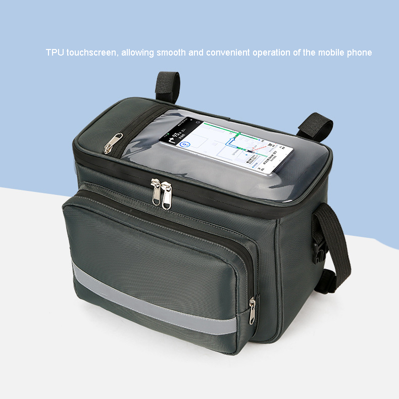 Custom Waterproof Bicycle Front Hanging Bag with Touch Screen Phone Window Large Capacity Crossbody Bag for Outdoor Riding