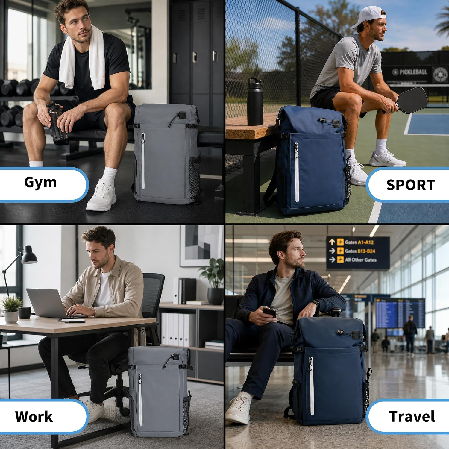 Fashion Tennis Pickleball Badminton Sports Bag High Aesthetic Value Outdoor Large Capacity Single Shoulder Waterproof Polyester