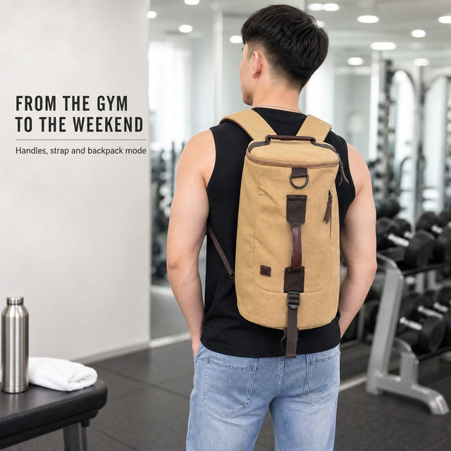 Advance Custom Canvas Convertible Duffel Backpack 3-in-1 Travel Crossbody Bag Vintage Large Capacity Weekender Handbag