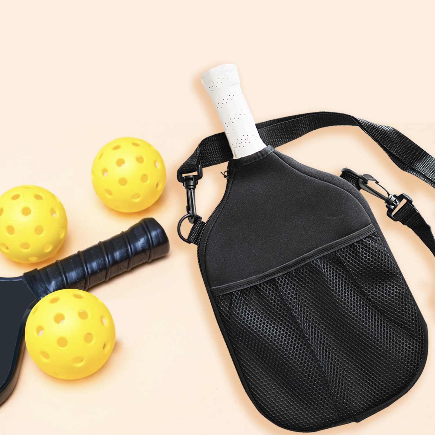 Pickleball Paddle Bag Neoprene Sling Backpack Pickleball Bag with Mesh Pocket Adjustable Strap for Men Women Outdoor Sports