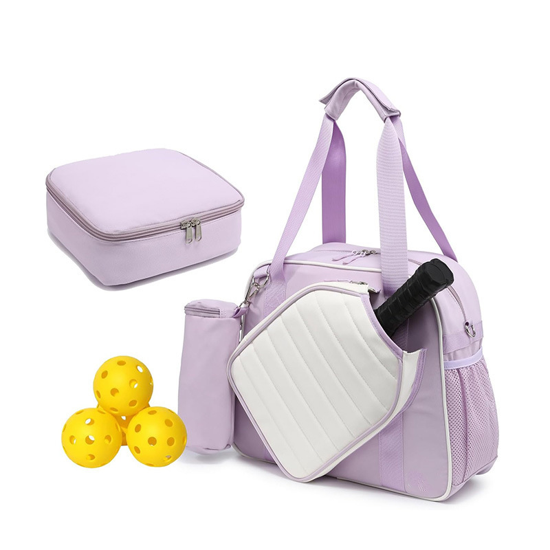 Fashion 3-in-1 Pickleball Paddle Bag Sports Gym Duffel Set with Insulated Cooler Bag & Cylindrical Ball Bag Men Women