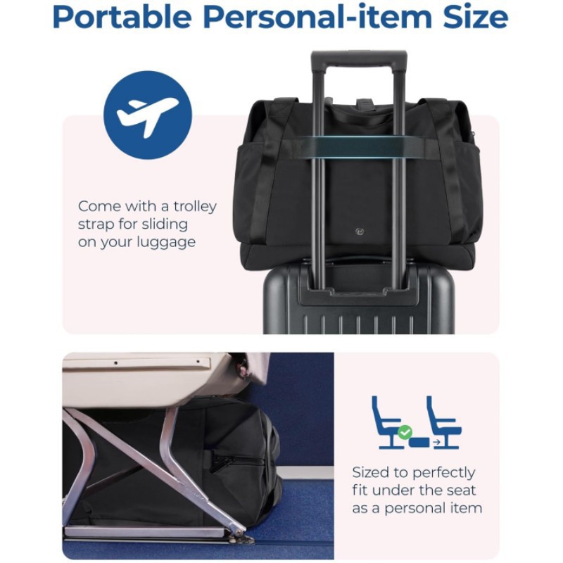 Airline Approved Foldable Travel Duffle Bag Lightweight Underseat Carry-On Personal Item Bag Portable Short Trips Weekender Bag
