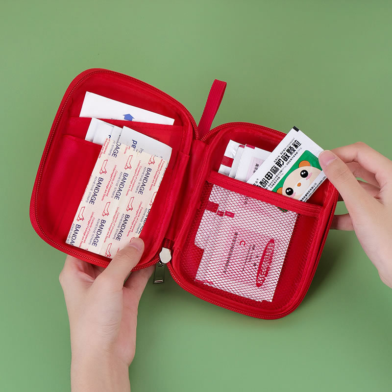 Portable Waterproof Polyester First Aid Kit Organizer Travel Medicine Storage Bag Zipper Closure Cosmetic Pouch