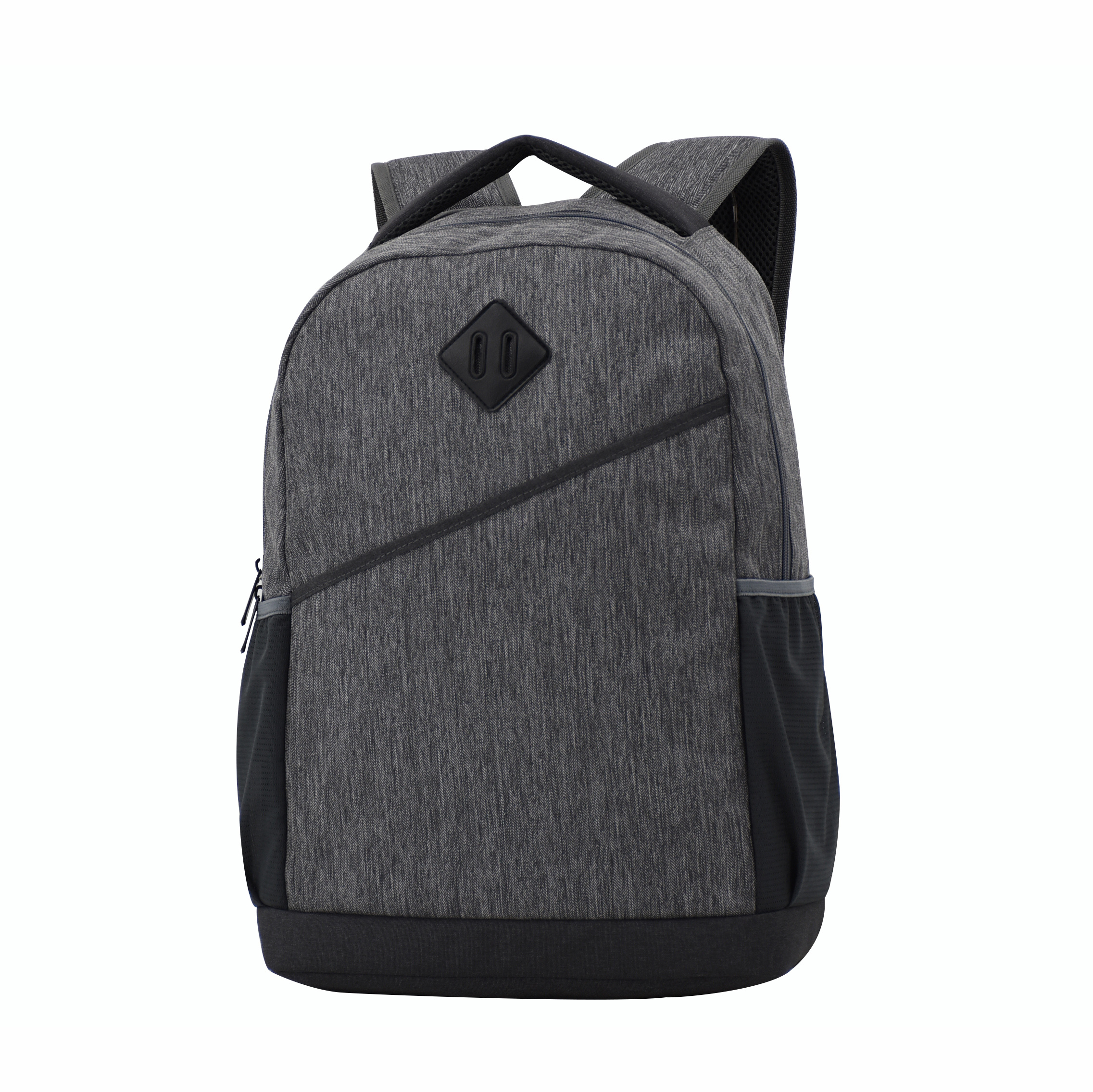Custom Logo Men's Lightweight Polyester Business Commuting Backpack with Mesh Side Pockets for School Office and Weekend Travel
