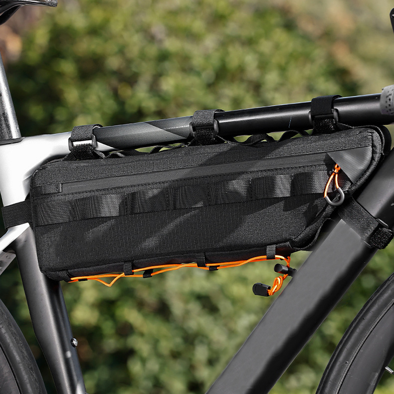 Polyester Waterproof Large Capacity Mountain Road Bicycle Bottom Tube Crossbeam Bag with Zipper Closure for Outdoor Sports