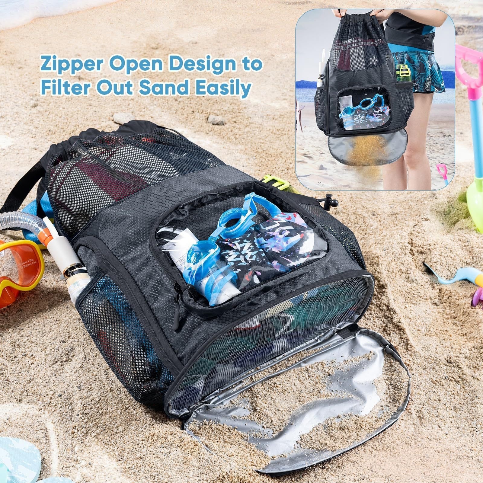 Dry Wet Separation Zipper Hasp Backpack Men Women Sports Swimming Large Capacity Mesh Breathable Travel Fashion Lightweight