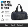 Navy Blue Gym Duffel Bag Water Resistant Nylon Travel Weekender Bag with Detachable Strap Shoe Compartment for Men Women