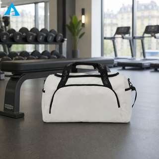 White Duffel Bag for Gym Travel Large Capacity Water-Resistant Sports Weekender Bag with Sherpa Shoulder Pad & Comfort Handle