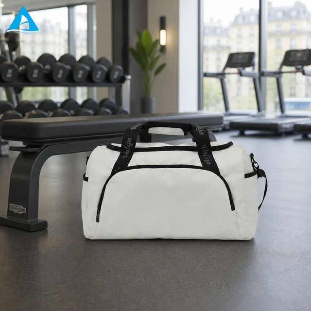 White Duffel Bag for Gym Travel Large Capacity Water-Resistant Sports Weekender Bag with Sherpa Shoulder Pad & Comfort Handle