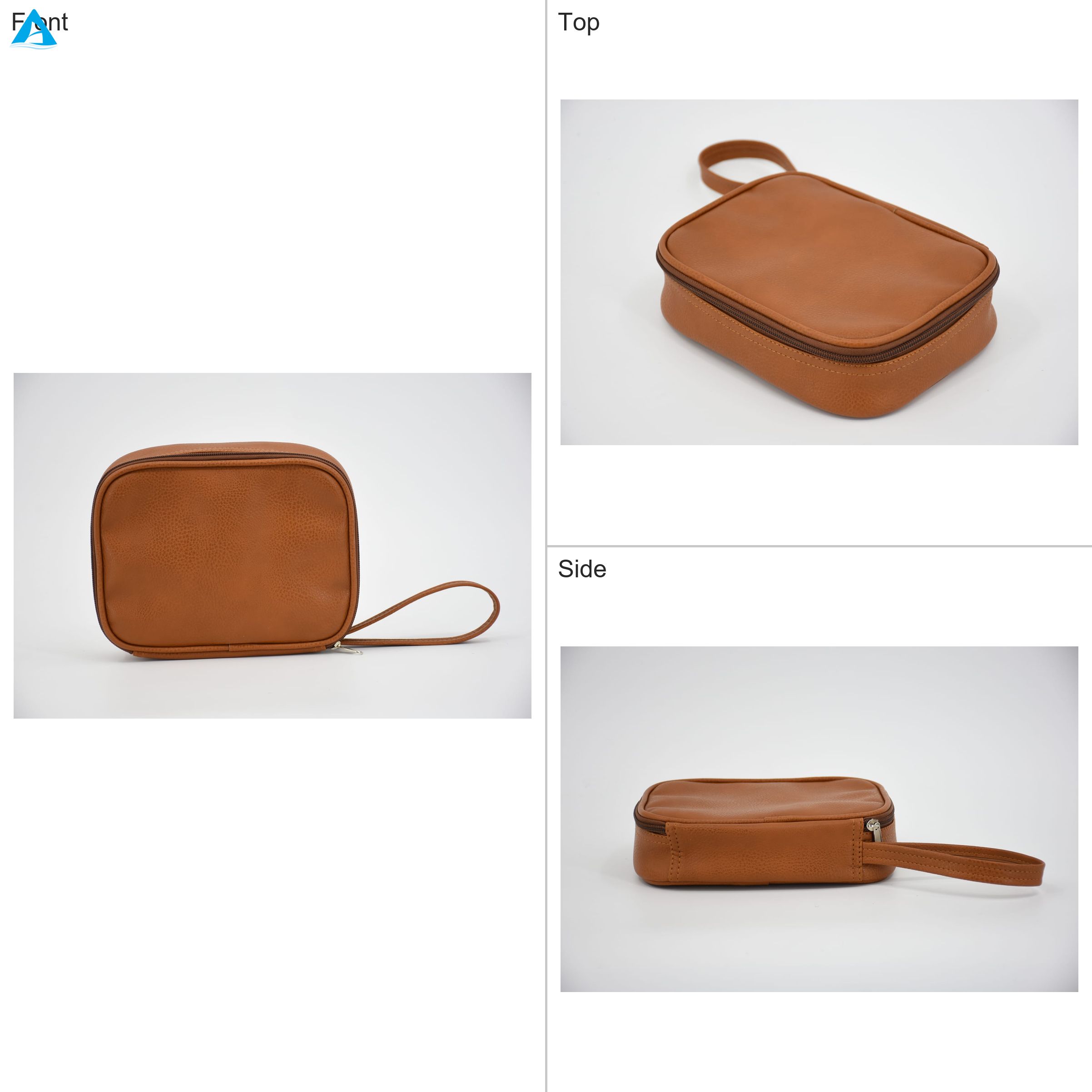 Factory Custom Logo Large Capacity Waterproof Zipper PU Cosmetic & Makeup Bag with Soft Handle for Women Travel Use