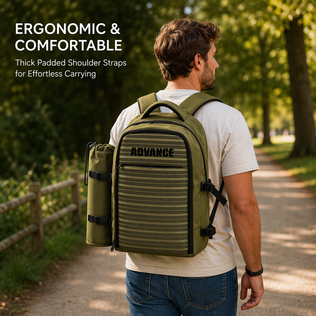 Wholesale Custom Portable Insulated Box Camping Outdoor Picnic Backpack with 4-person Tableware Set for Hiking and Camping