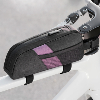 Bicycle Top Tube Bike Frame Bag Waterproof Polyester Zipper Closure Handlebar Storage Pouch Quick Access Phone Pocket Cycling