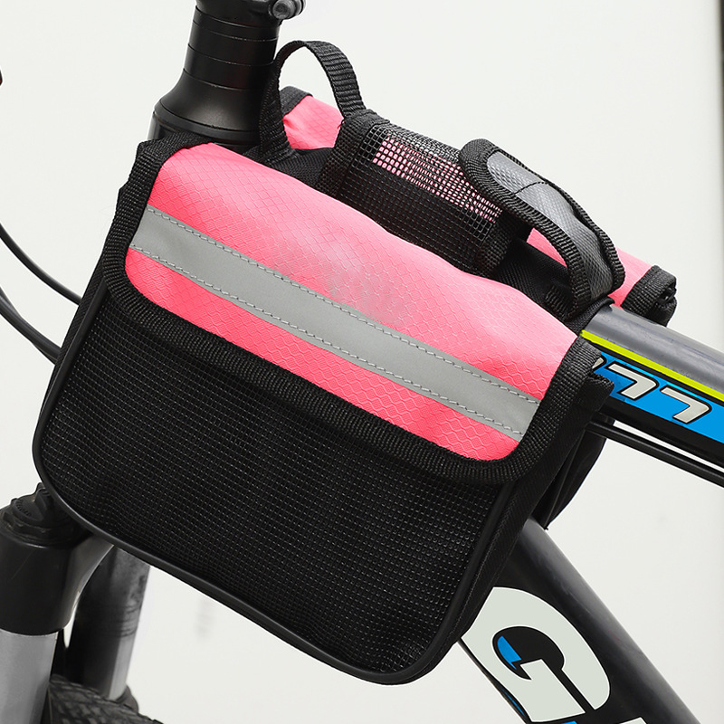 Fashion Bicycle Front Beam Bag Mountain Bike Mobile Phone Storage Waterproof Hanging Bag Riding Equipment Accessories Polyester