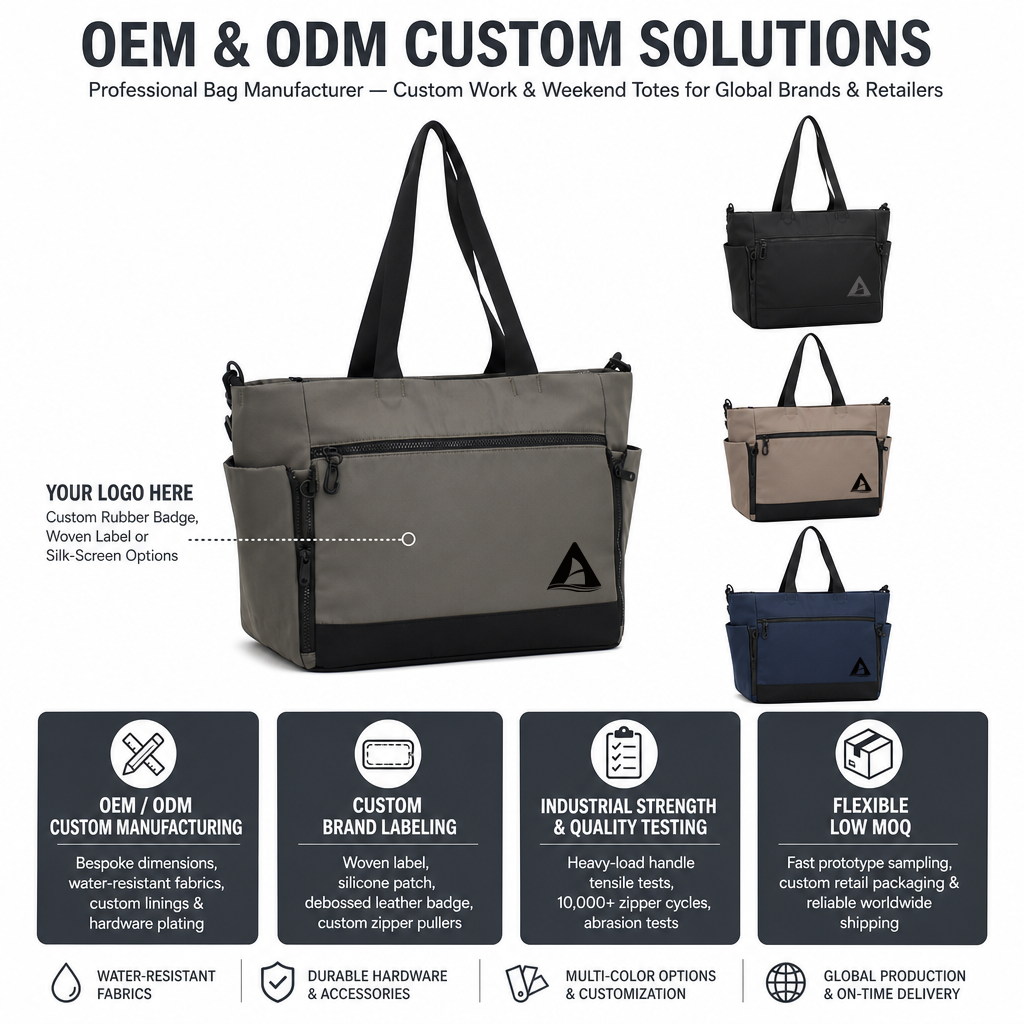OEM Factory Supply Nylon Travel Tote Bag Fits 14 Inch Laptop Durable Weekend Trips Bag with Multiple Pockets