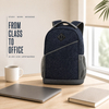 Custom Logo Men's Lightweight Polyester Business Commuting Backpack with Mesh Side Pockets for School Office and Weekend Travel