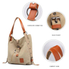 Factory Price Retro Canvas Women's Daily Tote Bag Convertible Backpack Portable Casual Shopping Shoulder Bags 