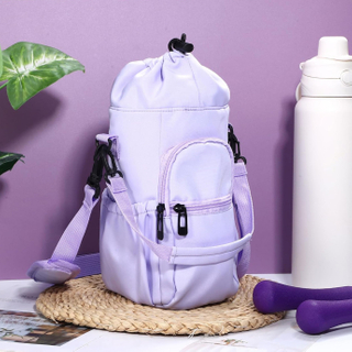 Custom Portable Drawstring Water Bottle Crossbody Bag Lightweight Insulated Water Cup Handbag with Multiple Storage Pockets