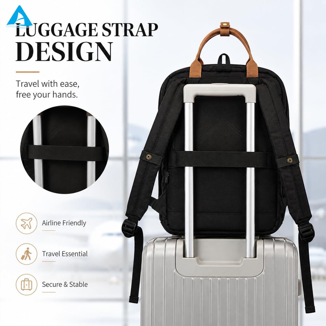 Fashion Simple Backpack for Men Women Student Computer Bag 20-36L Capacity for Commuting & Outdoor Travel