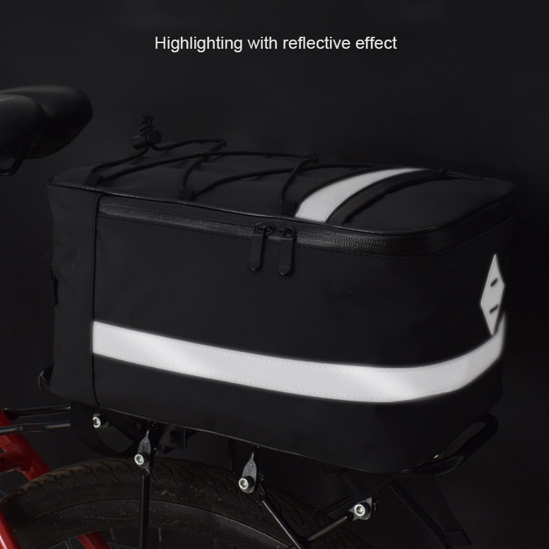 Advance Waterproof Polyester Bicycle Rear Rack Bag Large Capacity Bike Trunk Storage Pannier Reflective Strip Zip Phone Pocket
