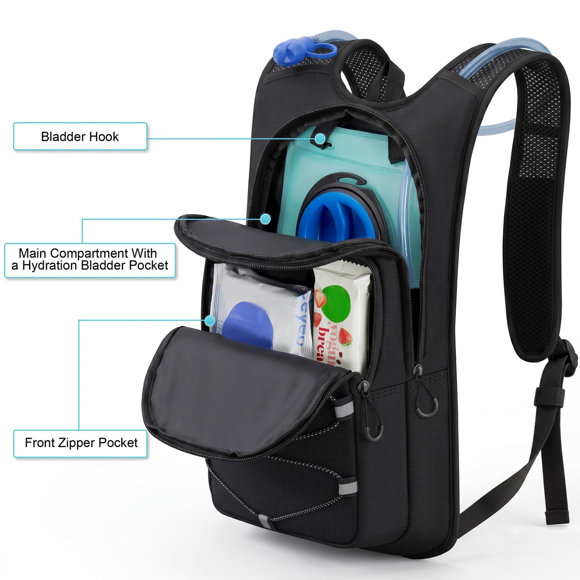 Outdoor Hydration Backpack Vest Leak-Proof Liner Breathable Mesh Running Cycling Daypack with Reflective Strip for Men Women
