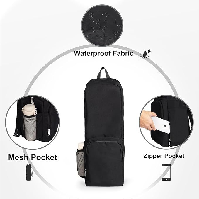 Durable Oxford Yoga Mat Bag with Polyester Lining Side Mesh Zipper Pocket External Wet Compartment Lightweight Waterproof