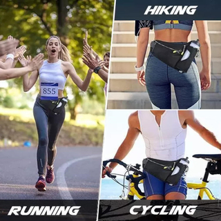 Multi-functional Nylon Running Belt Waist Pack for Unisex Portable Waterproof Sports Waist Pouch with Water Bottle Holder
