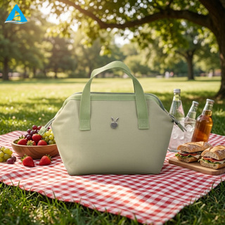Cute Lunch Bag Reusable Polyester Thermal Cooler Tote Bag Portable Handbag for Work Picnic School Food Storage