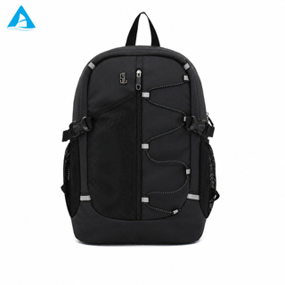 Wholesale Custom Durable PU Outdoor Backpack Reflective Trim Laptop Water Resistant Sports Daypack Bungee Cord Hiking Travel