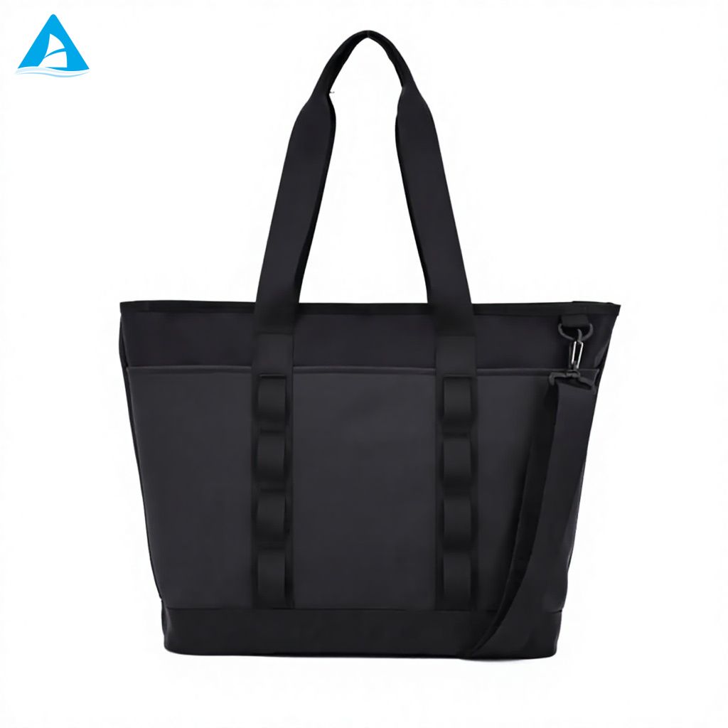 Large Capacity 2-in-1 Tote Bag with Detachable Shoulder Strap Waterproof PU Matte Black Handbag for Gym Office Travel Women Men