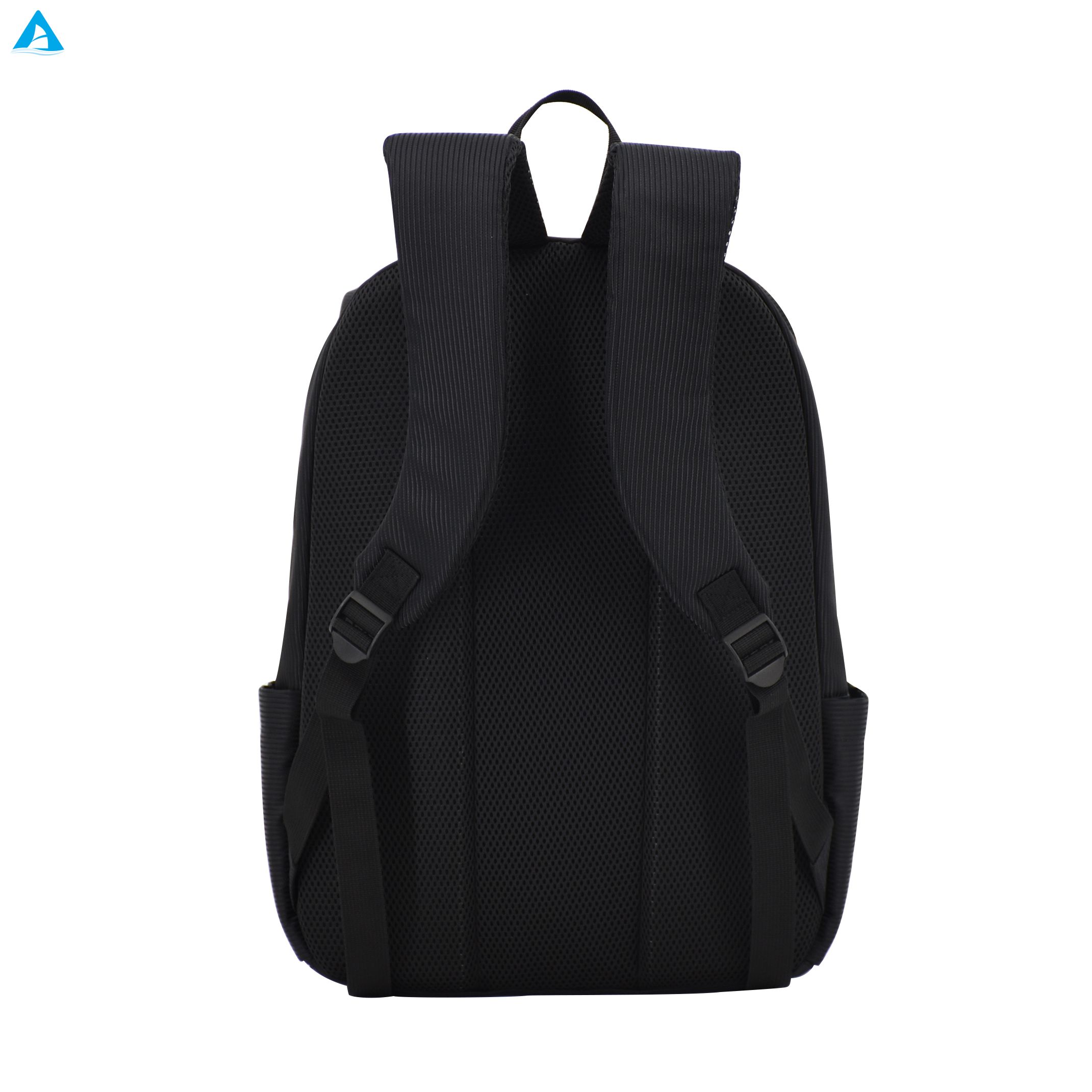 Minimalist Black Ribbed Nylon Backpack Slim Lightweight Daily Commute Rucksack with Multi Zipper Pockets for School Office