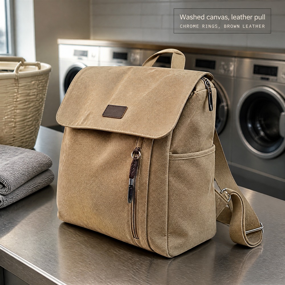 ADVANCE Custom Vintage Canvas Backpack with Flap Closure Lightweight Casual Daypack for School Travel and Daily Use
