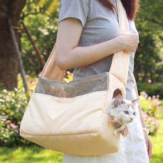 Custom Foldable Pet Carrier Bag Eco-Friendly Material Cat Dog Travel Shoulder Bag with Breathable Mesh Windows for Small Pets