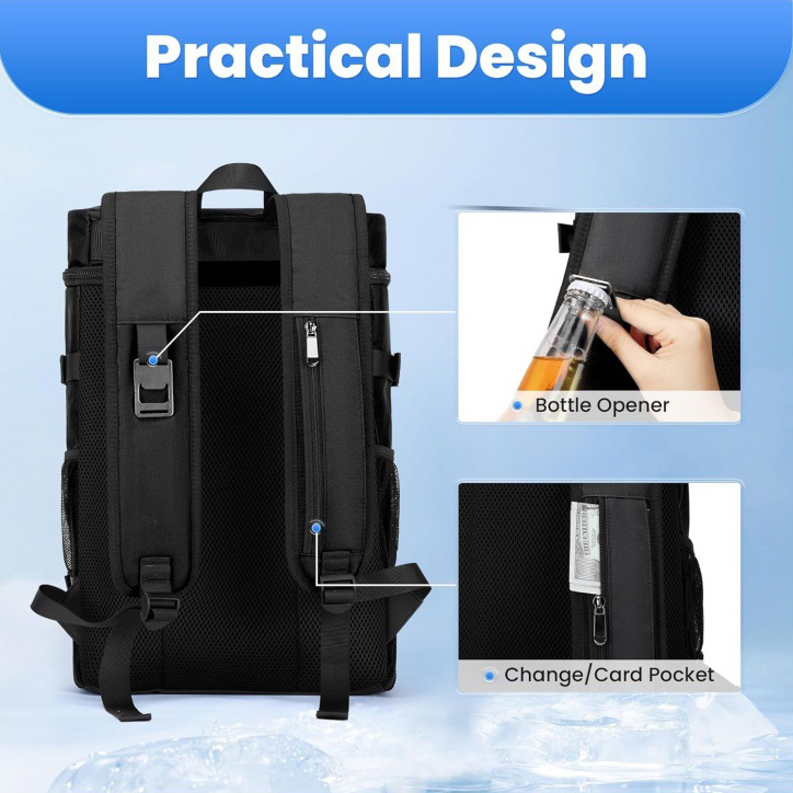 Customized Outdoor Double Compartment Insulated Cooler Backpack Large Capacity Leakproof Thermal Lunch Bag for Picnic Camping