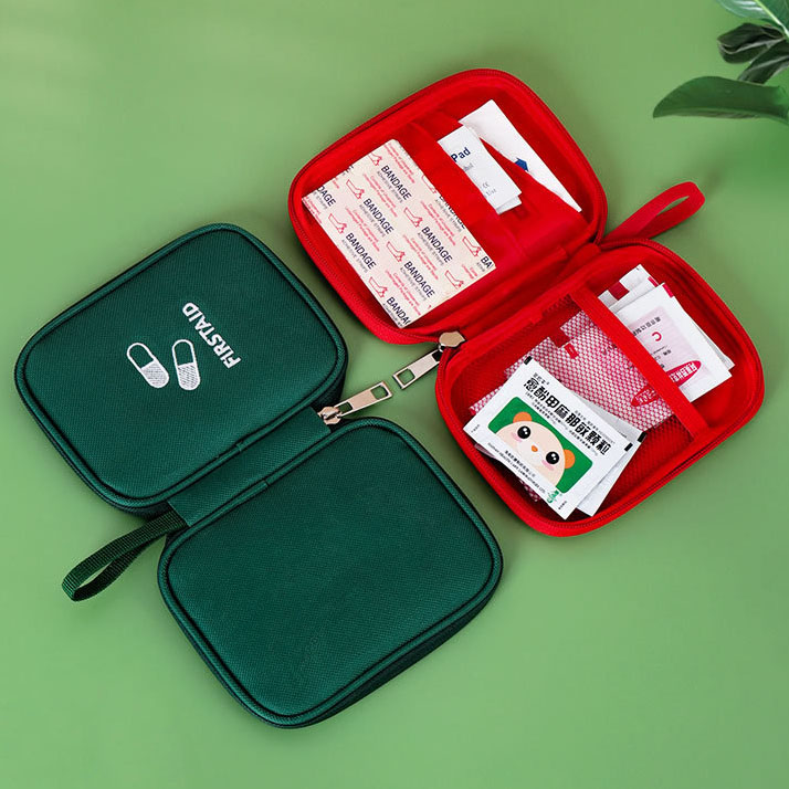 Portable Waterproof Polyester First Aid Kit Organizer Travel Medicine Storage Bag Zipper Closure Cosmetic Pouch