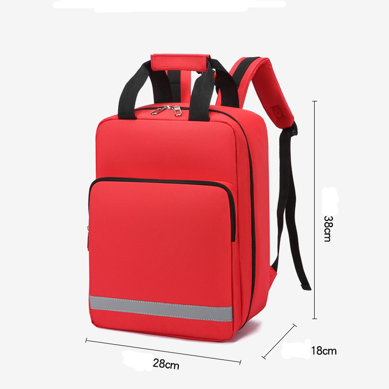 Custom Large Capacity Oxford Portable Emergency Vehicle First Aid Storage Backpack with Zipper Closure and Shoulder Strap