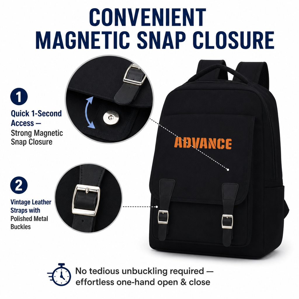 Advance Custom Fashion Simple Leisure High School Students Backpack Large Capacity Water-Resistant 15.6 Inch Computer Backpack