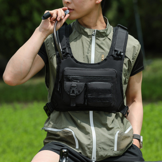 Hot Selling Nylon Vest Bag Customized Logo Multi-layer Pockets ultra Light Breathable Durable Tactical Chest Bag Men's 