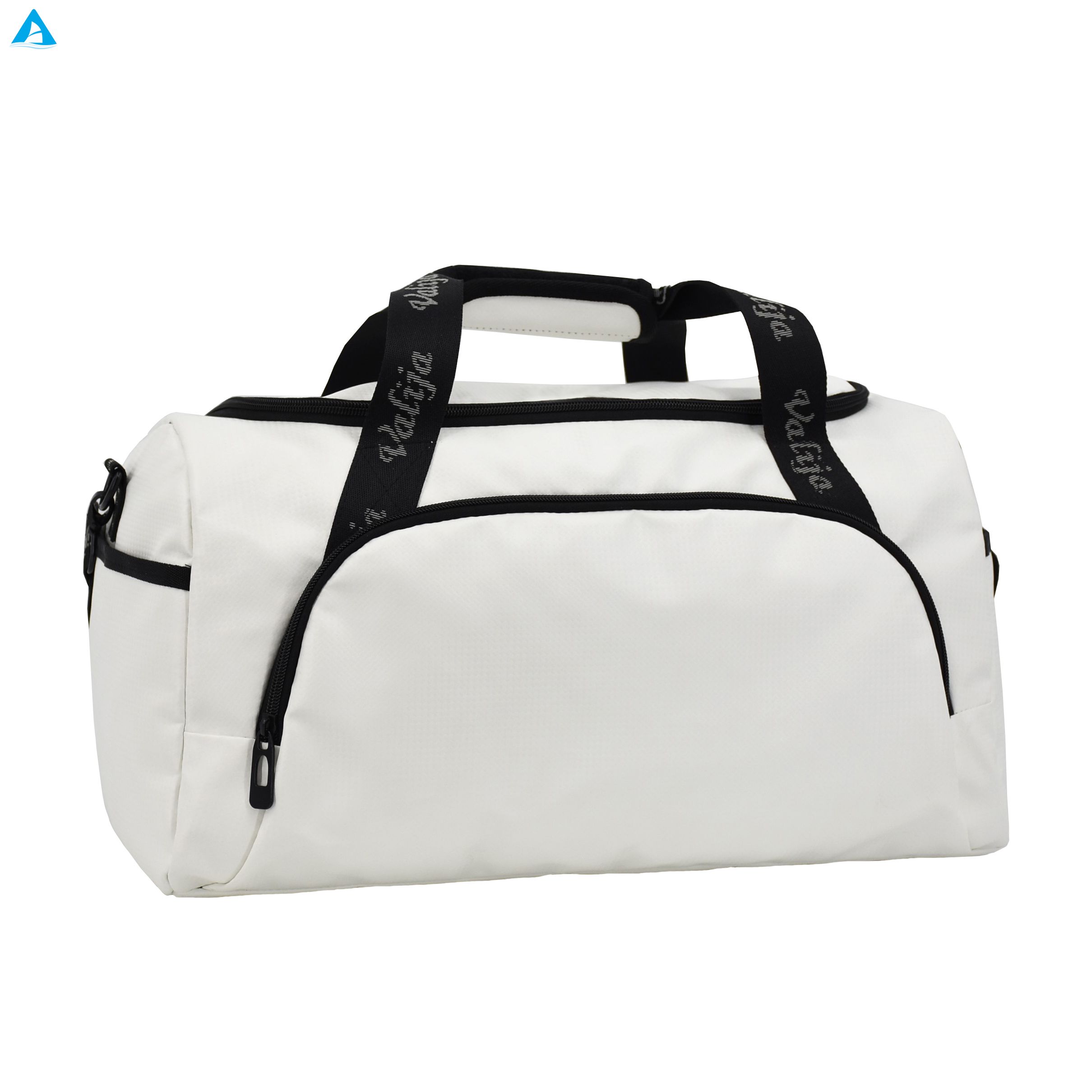 White Duffel Bag for Gym Travel Large Capacity Water-Resistant Sports Weekender Bag with Sherpa Shoulder Pad & Comfort Handle
